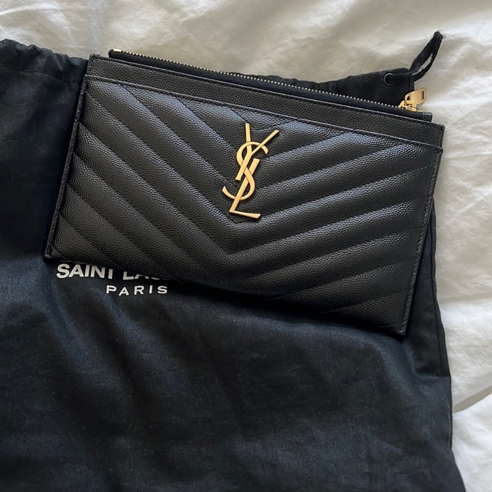 YSL SAINT LAURENT CHEVRON CLUTCH WALLET
